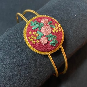 Hand Embroidered Bracelet Cuff
