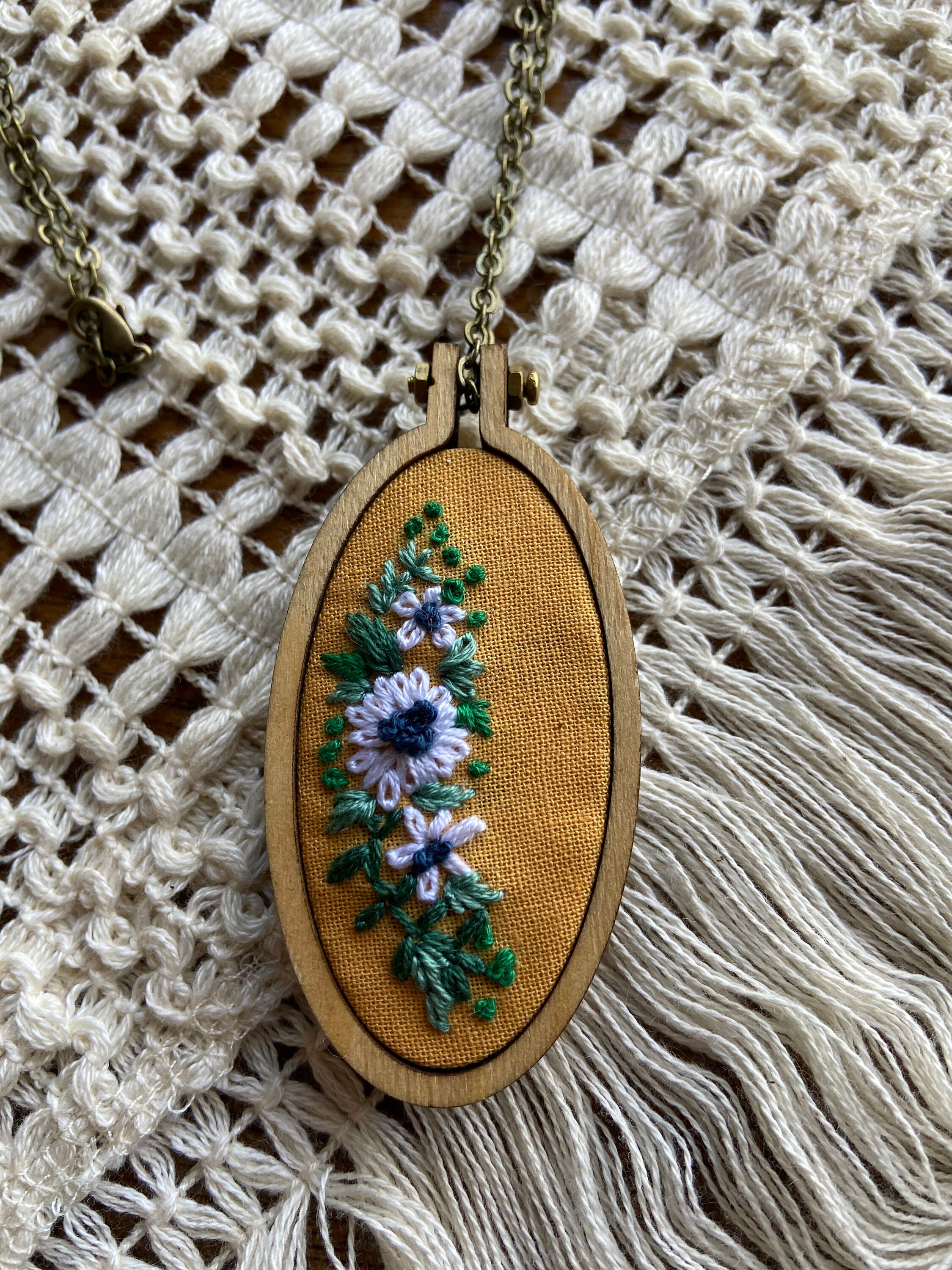 Handmade Embroidered Necklace, Embroidered Pendants, Floral Necklaces,  Handmade Pendants, Embroidered Jewelry, Embroidery Accessories 