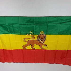 Ethiopian Rasta lion of judah flag Polyester Stock 3x5 Ft