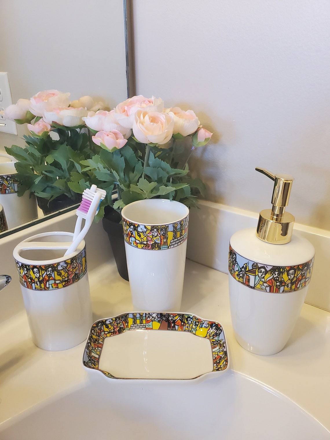 Ethiopian and Eritrean 4 Pieces Bathroom Set Etege Queen of Sheba With