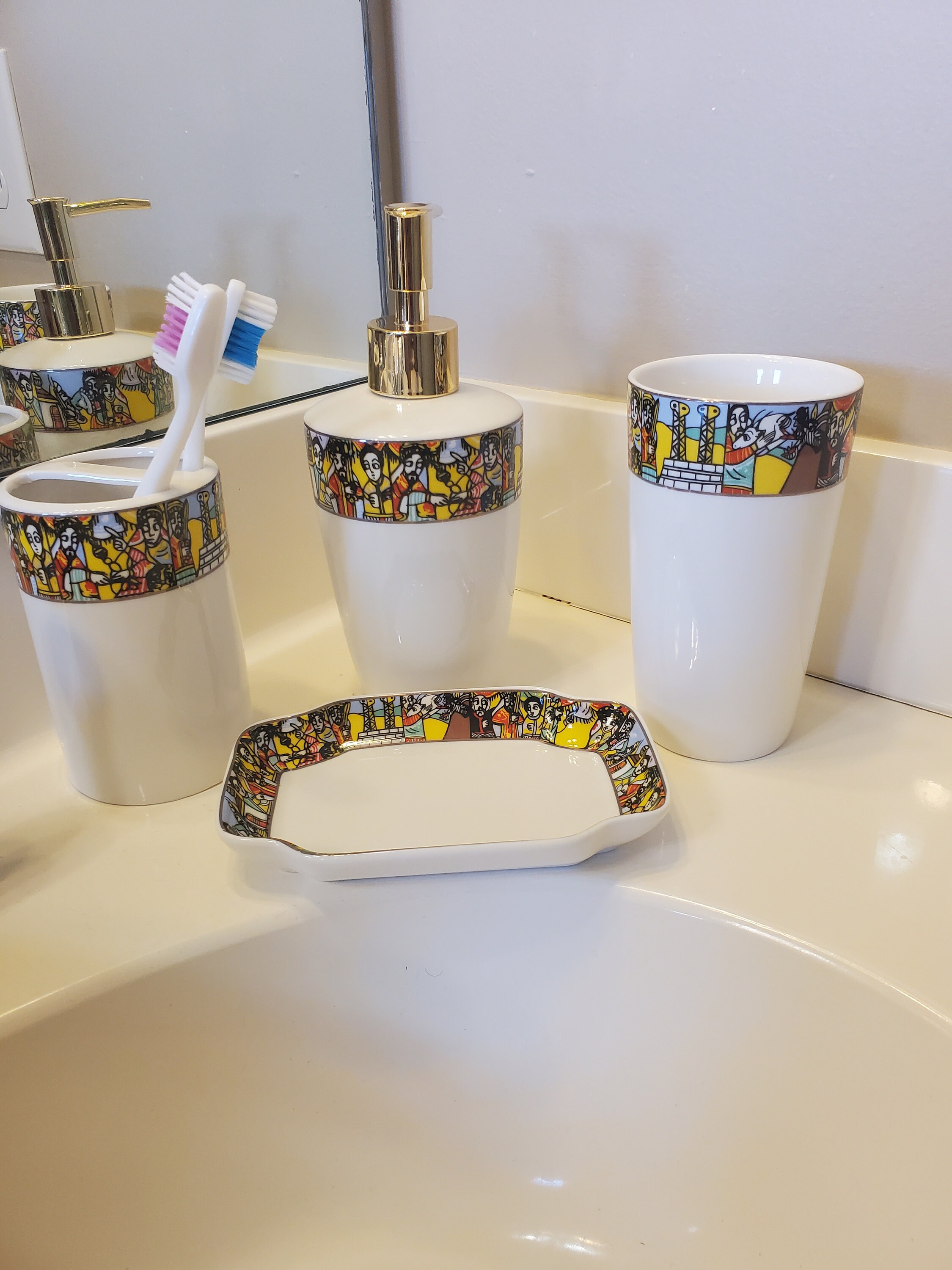 Ethiopian and Eritrean 4 Pieces Bathroom Set Etege Queen of Sheba With