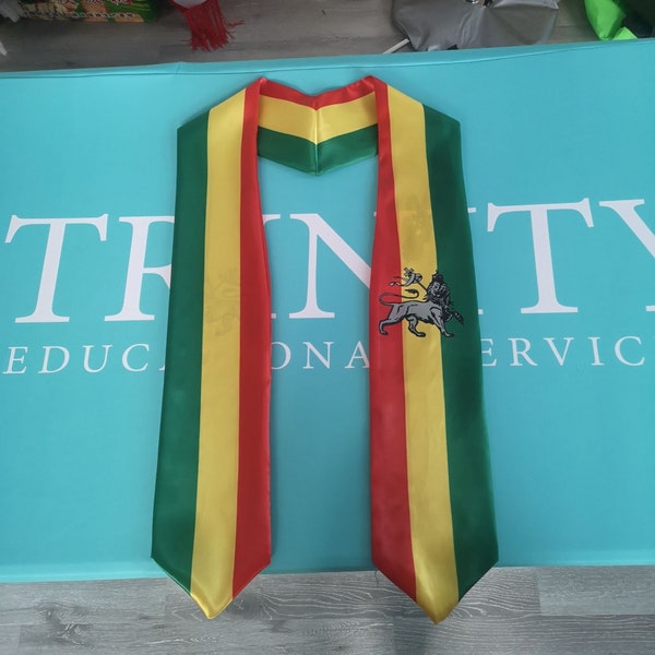 Ethiopia Graduation Stole - Ethiopian Flag with lion or with out