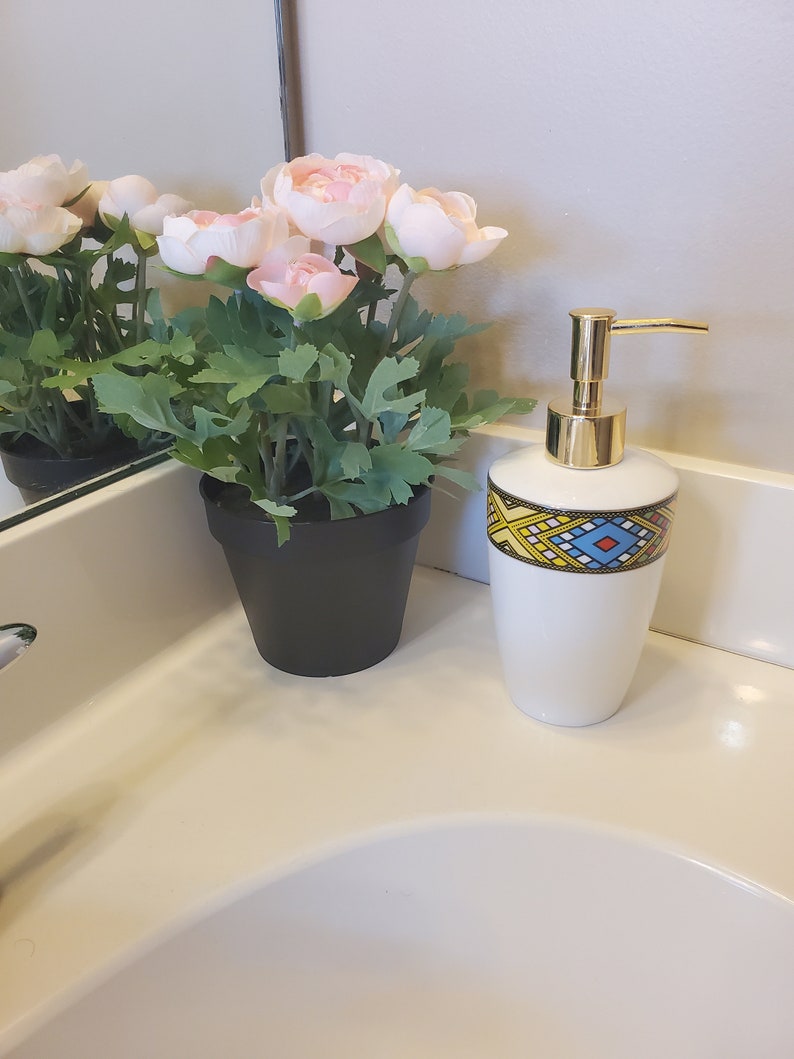 Ethiopian and Eritrean 4 Pieces Bathroom Set With Soap Dispenser