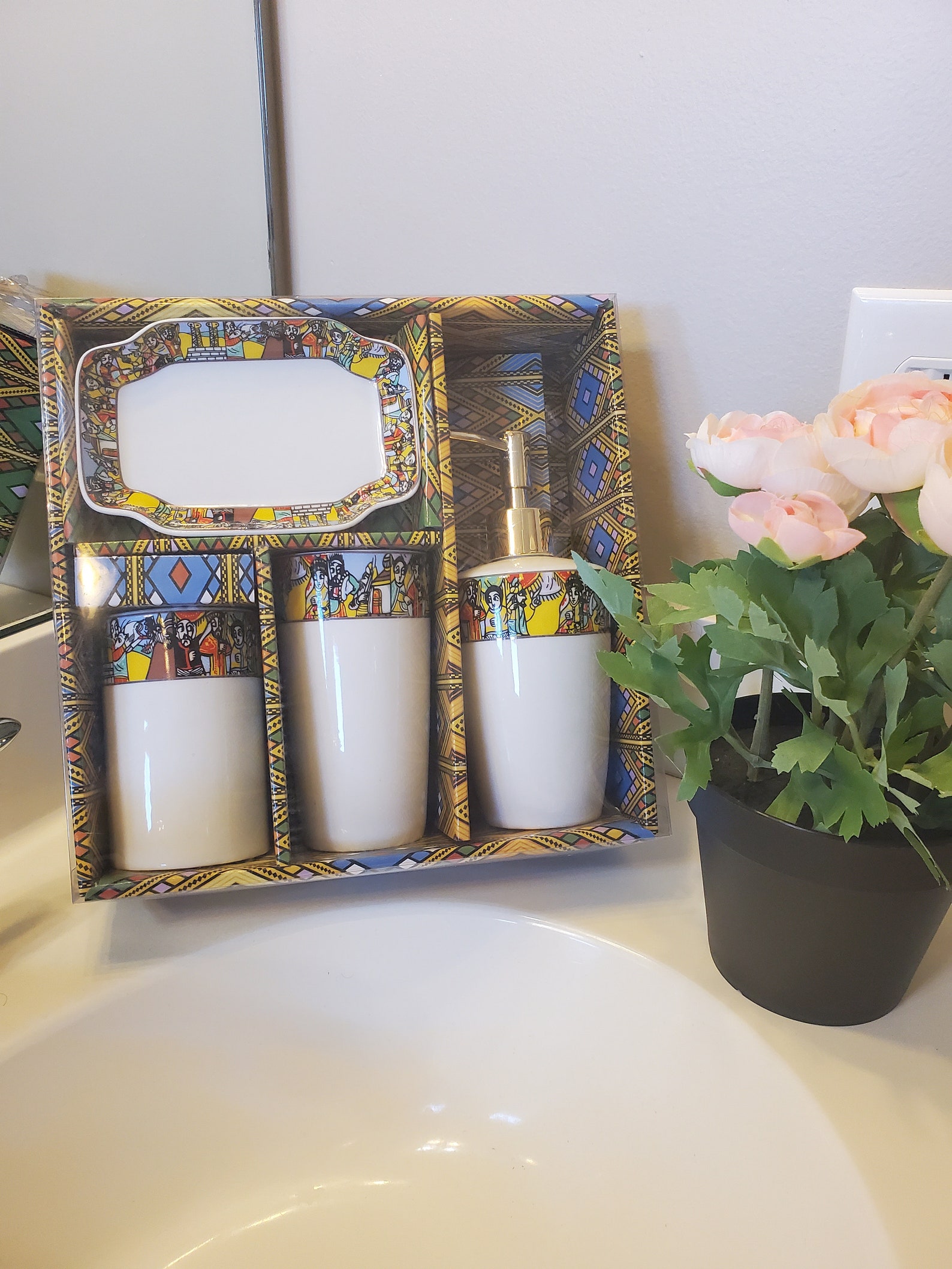 Ethiopian and Eritrean 4 Pieces Bathroom Set Etege Queen of Sheba With