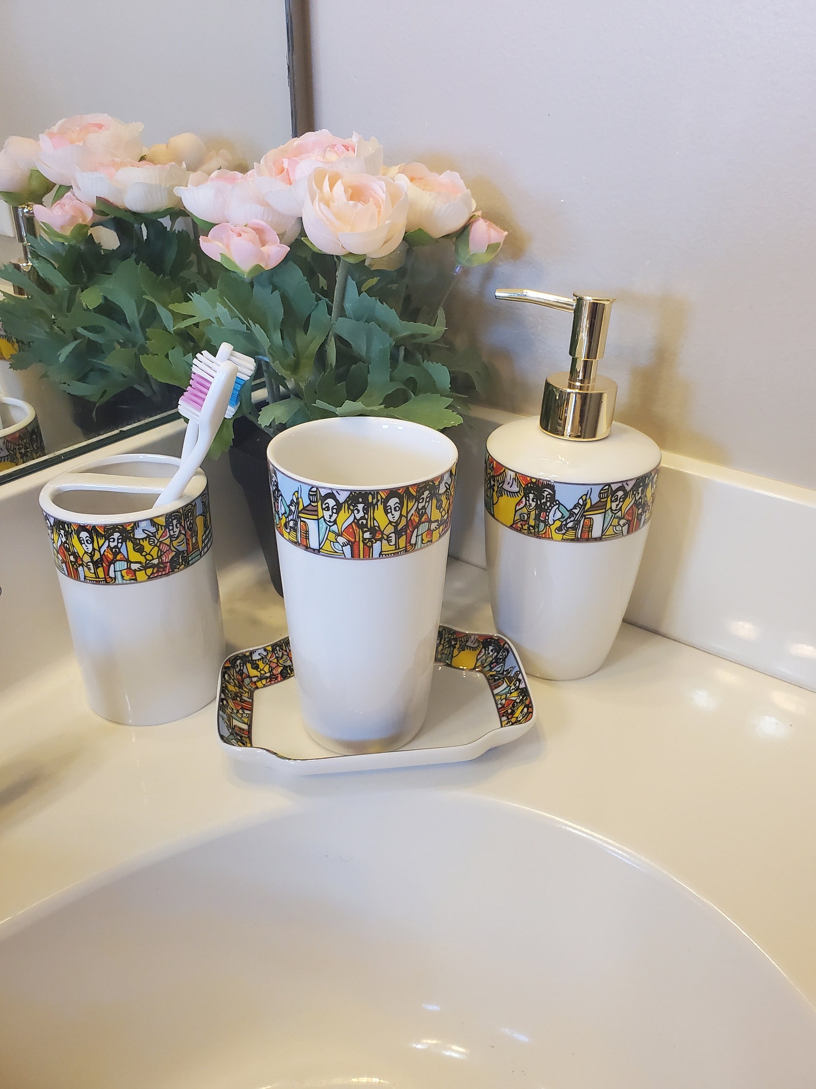 Ethiopian and Eritrean 4 Pieces Bathroom Set Etege Queen of Sheba With