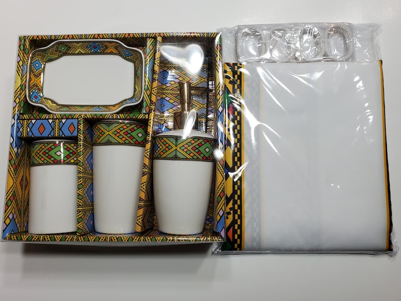 Ethiopian & Eritrean Traditional Curtain With 4 Pieces Bathroom