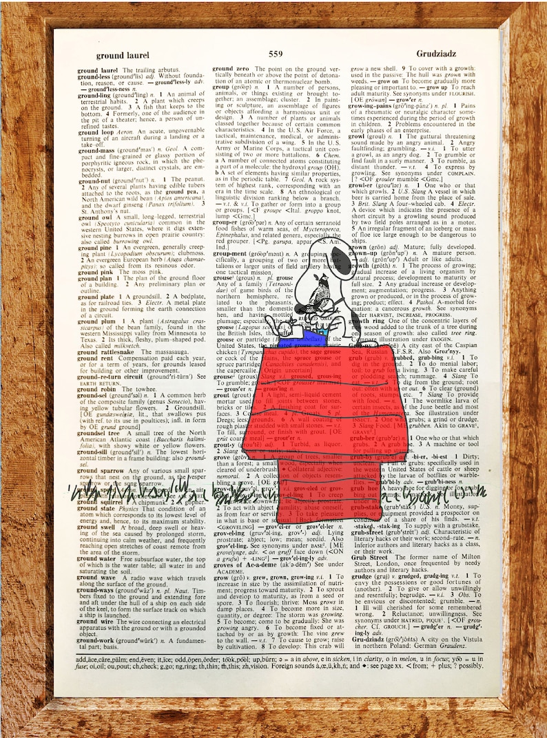 Charlie Brown and Snoopy Peanuts Gift,CODE C37 Vintage dictionary art,Wall art,,Kitchen,house art Cartoon art