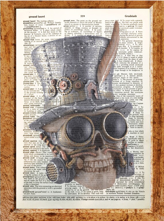 Steampunk Artsteampunk Skull in Hatmadhatterwhite Rabbit Etsy