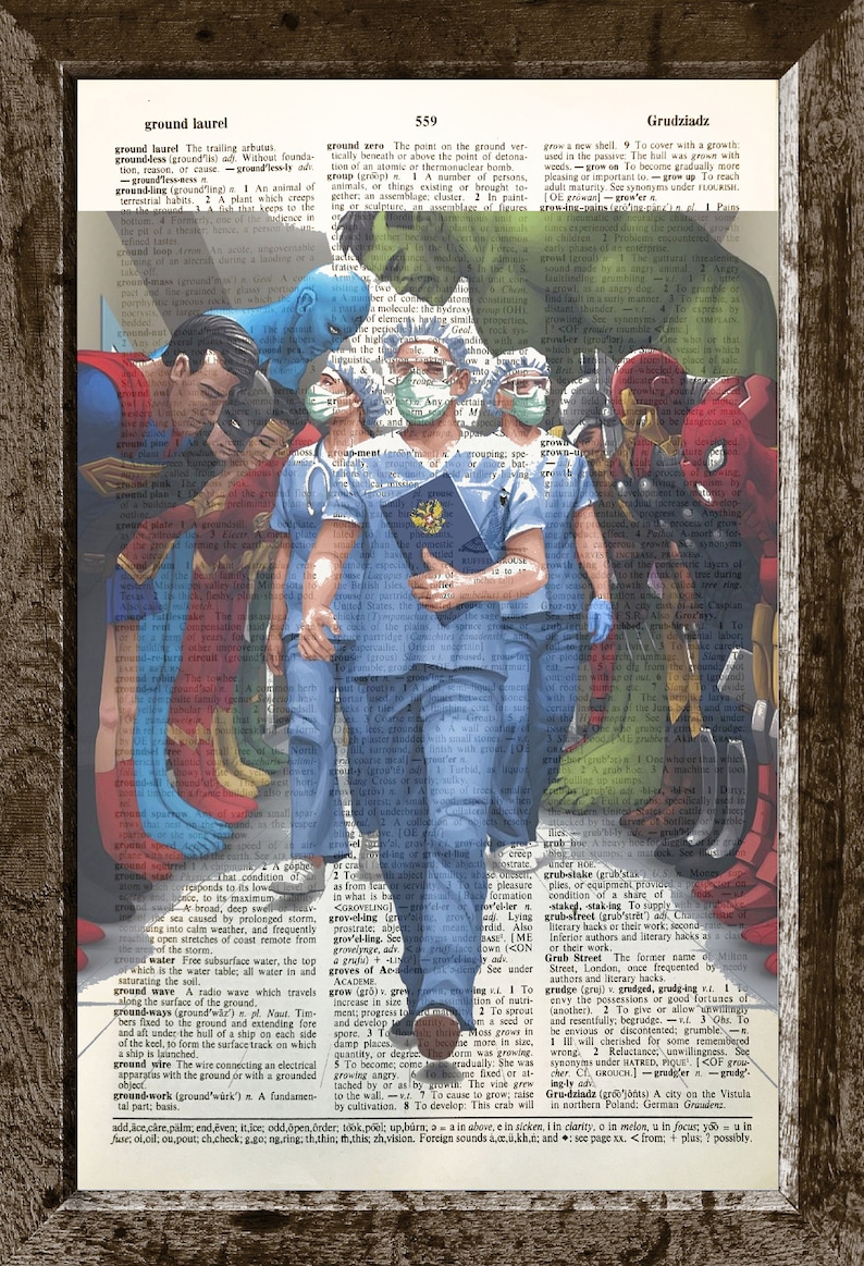 Vintage dictionary art,Wall art,,Kitchen,house art Gift,CODE T70 Superman Illutration-super hero on the toilet art