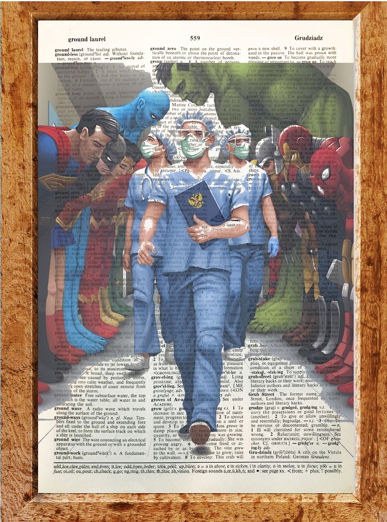 Vintage dictionary art,Wall art,,Kitchen,house art Gift,CODE T70 Superman Illutration-super hero on the toilet art