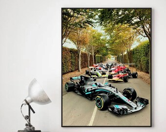 F1 Cars Lined Up Wall Art Print