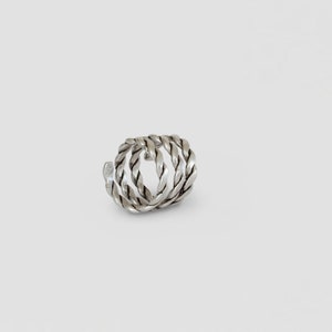 Sarmal Ring Silver Twisted Chain Ring, Unique, Modern, Handmade Ring, Turkish Jewelry Zeliha Jewelry image 2