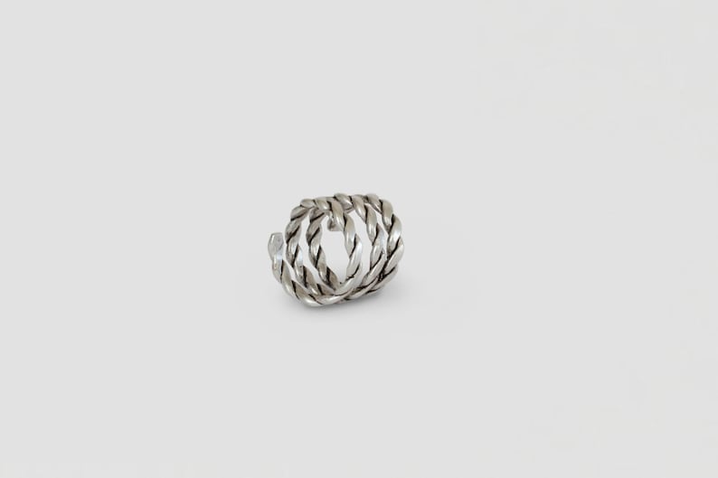 Sarmal Ring Silver Twisted Chain Ring, Unique, Modern, Handmade Ring, Turkish Jewelry Zeliha Jewelry image 2