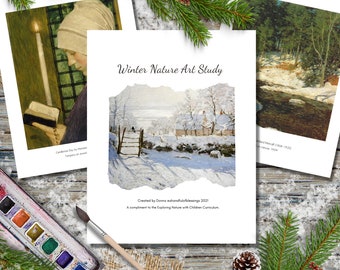 Estudio de arte de la naturaleza invernal, Exploración de la naturaleza con niños, Cesta de la mañana, Hora del té de poesía, Estudio de arte, Charlotte Mason, Educación en el hogar, Digital
