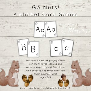 Go Nuts! Alphabet Card Game | Early years, printable flashcards, homeschool preschool, early learning, alphabet flashcards, kindergarten,