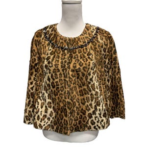 Victor Alfaro Beaded Leopard Print Faux Fur Jacket Size Petite 12P