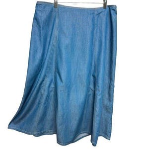 Gonna midi/maxi in chambray vintage Y2K City Blues di Koret, taglia 18W, Tencel, taglia vintage. immagine 3