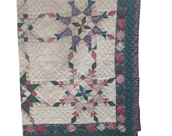 Trapunta vintage trapuntata a mano con stelle, 64x82 cm, etichetta patchwork American Cottage Bedding