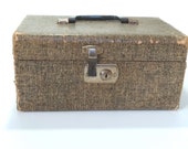 1930s 1940s Train cosmetic case with mirror and lucite handle - vintage - prop - decor - carry on