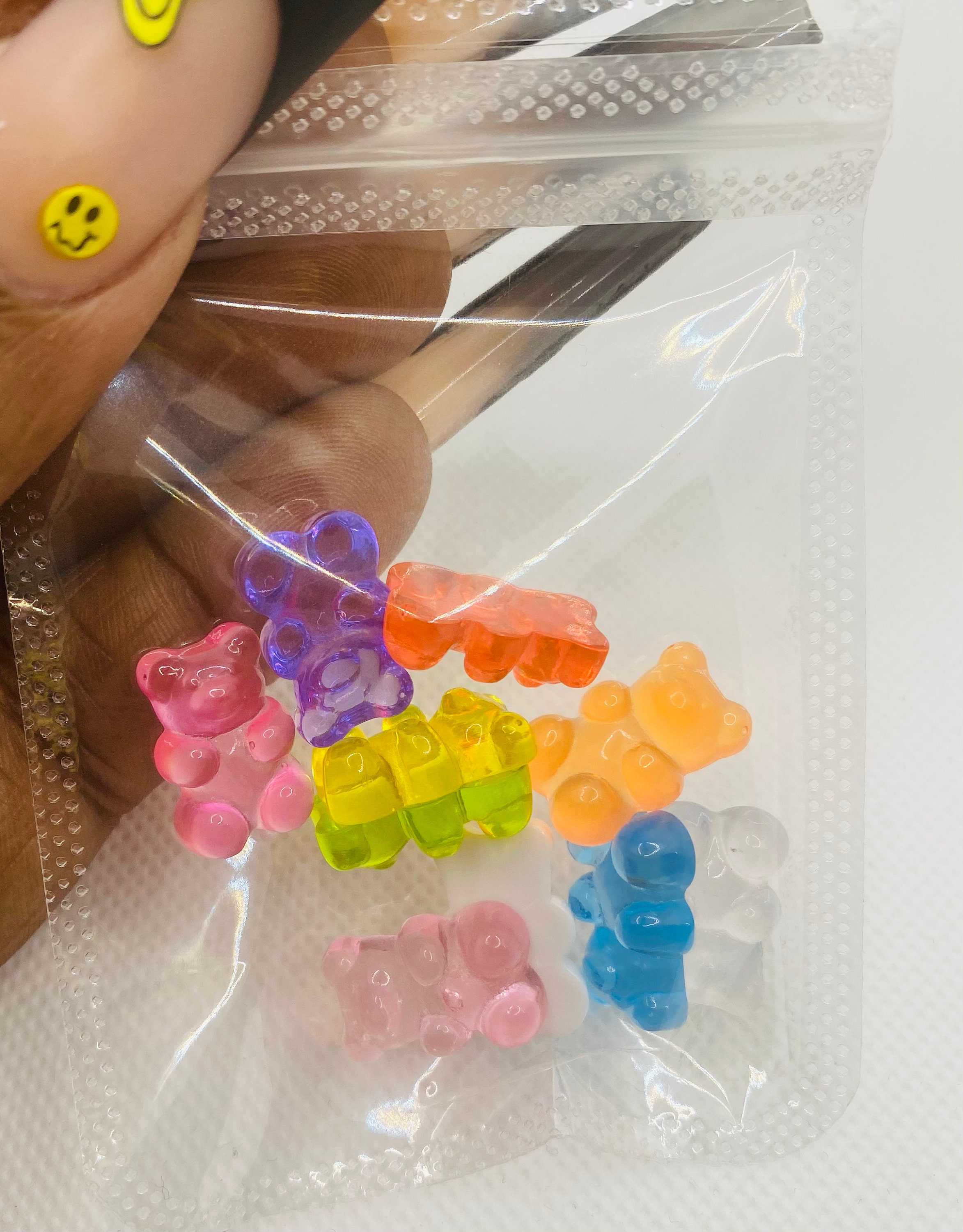 20pcs/lot Big 3d Bear Nail Charms, Kawaii Neon Candy Gummy Acrylic