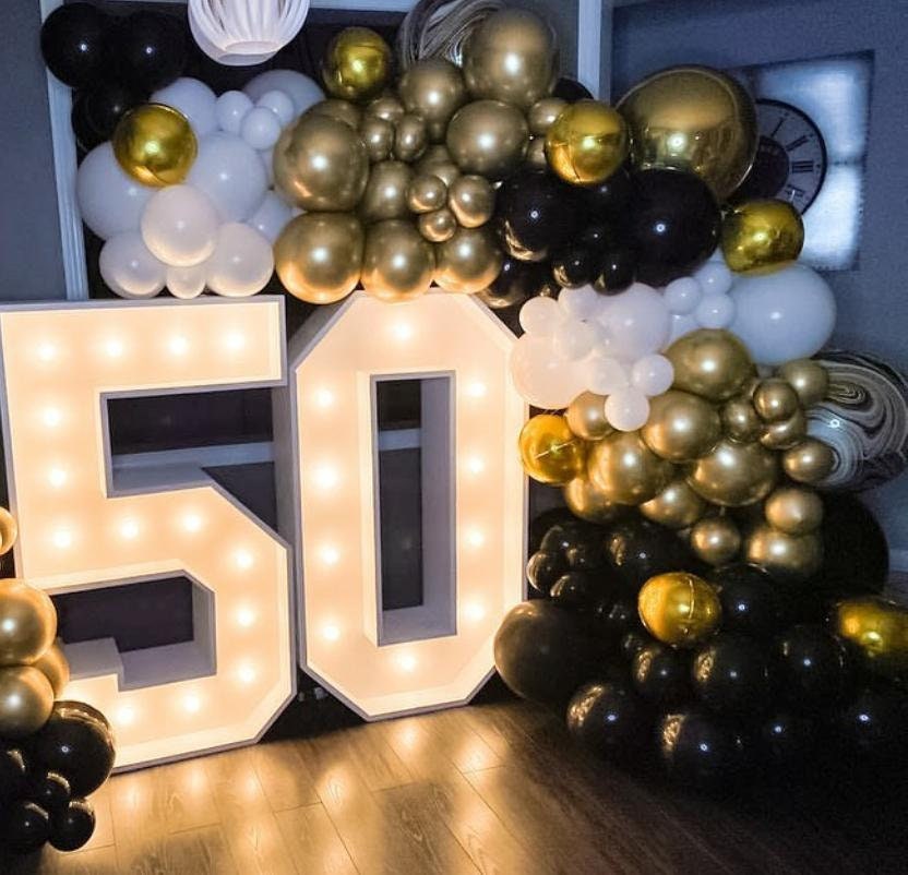 Black Gold Confetti Balloons 50 Pack 12 inch Black and Gold  Metallic Latex Balloons with 1 Rolls of Ribbon for Birthday Graduation  Celebration Party Decorations. : Home & Kitchen