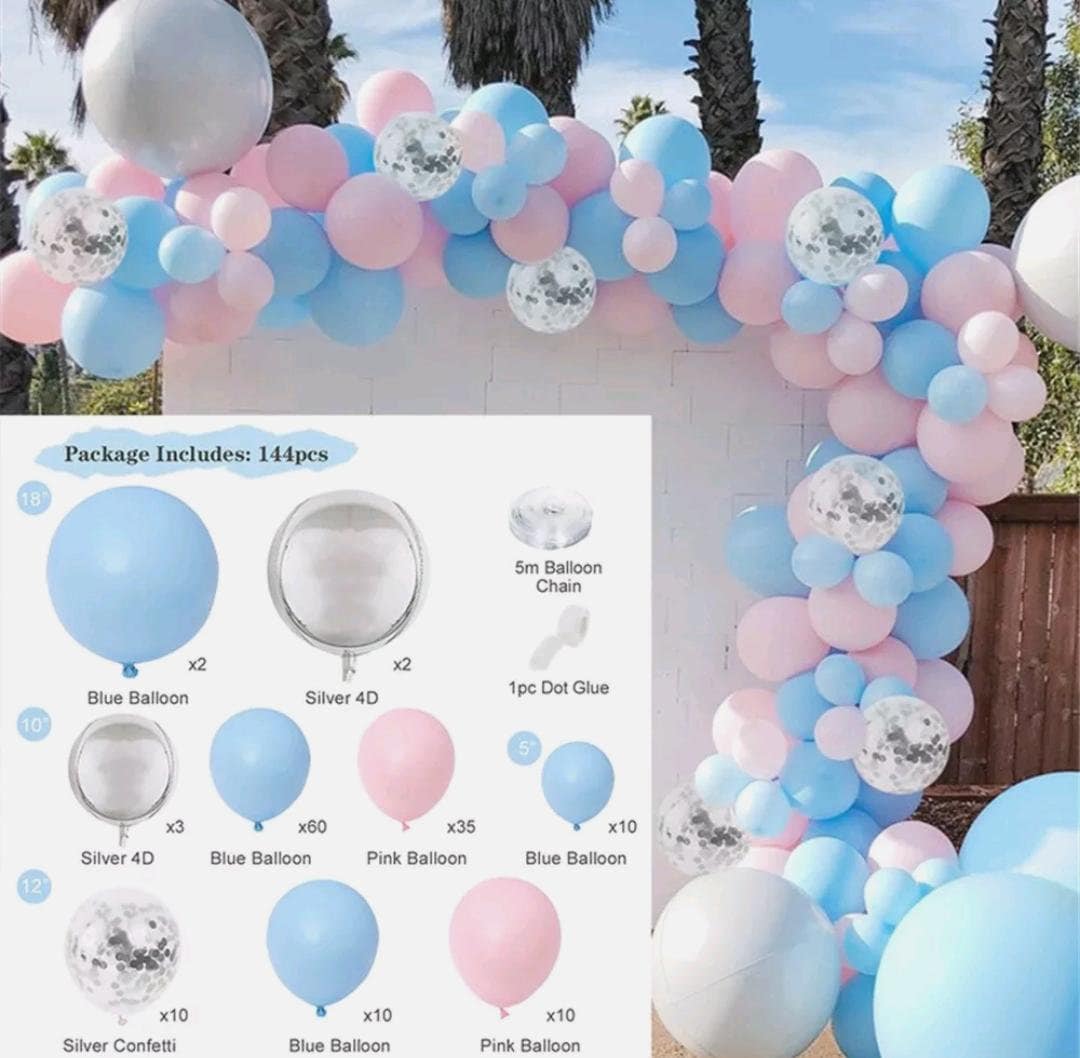 Kit arche ballon gender reveal bleu/rose 58pcs - Décoration de salle