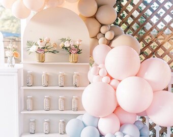 Double Stuffed Pink Balloon Arch Garland Kit Wedding Pink Maca blue Balloon Arch, Retro  BridalShower,babyshower, birthday party Pink White