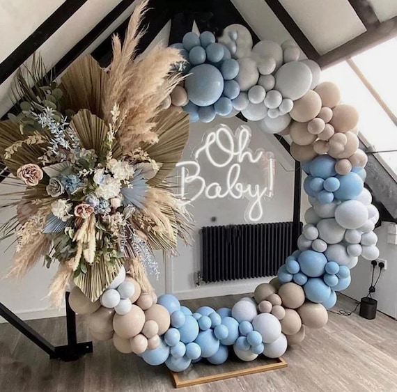 143pcs Balloon Garland Arch Pastel Blue Gray White Macaron Wedding Baby  Shower Party Backdrop Tape Wall Balloons Decor Silver 4D Balloon -   Sweden