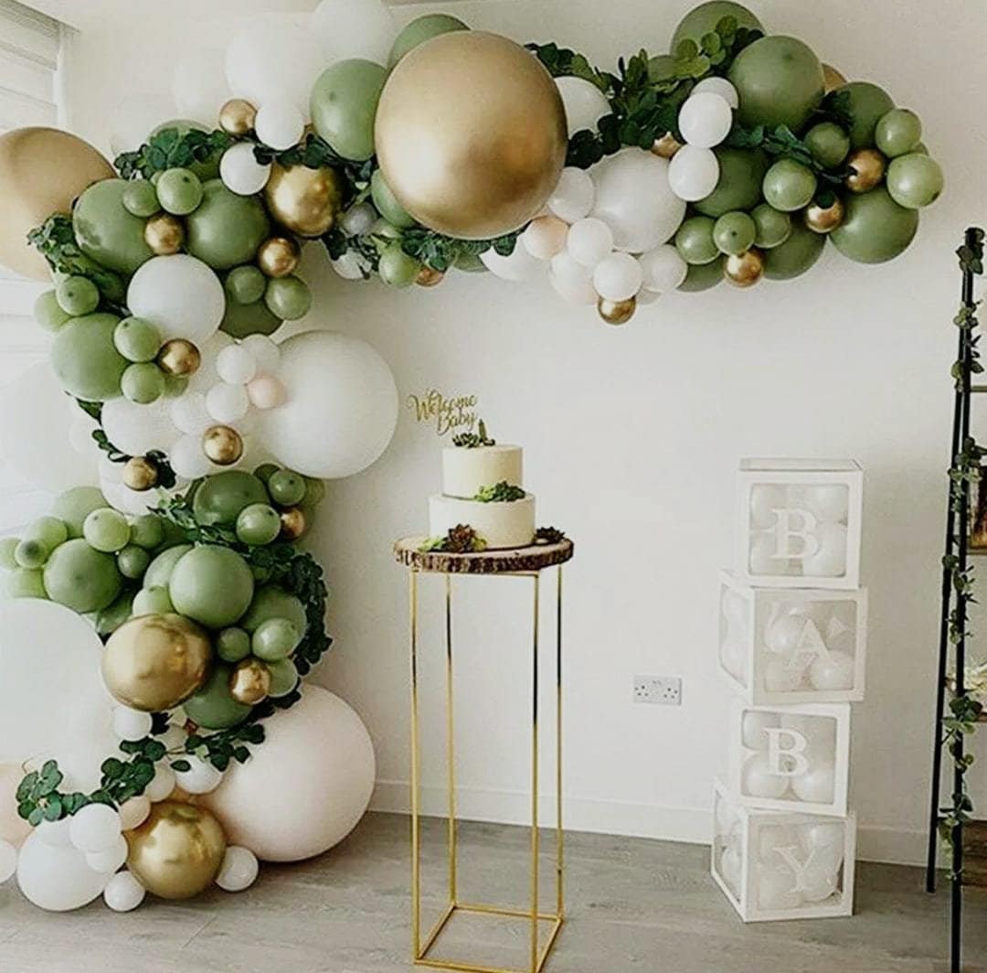 Chrome Or Vert Pastel Bébé Ballons Blancs Guirlande Arch Kit Ballon Vert  Pour Birthday Baby Shower Décorations de fête de mariage