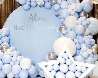 141Blue Balloon Garland Arch Kit, Blue White Balloons, Silver 4D Foil Balloons, Metal Balloon Arch for Boy Baby Shower first birthday
