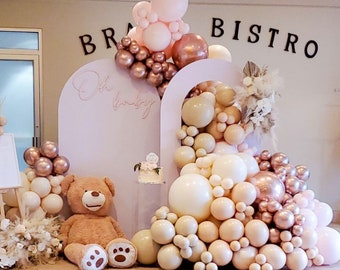 124 Boho neutral balloon garland Double Stuffed for Bridal Shower, baby shower, boho parties,  blush, Apricot, pink ,balloon Garland kit