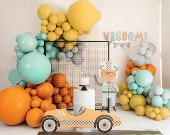 128pcs Tiffany Balloon Garland Arch | Birtday Decoration | Double Orange | Double Mustard | Birthday Party | Baby Shower.