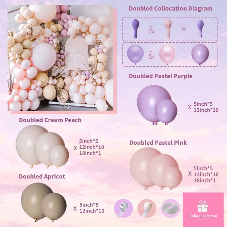 Double Stuffed Blush Pink Apricot Balloons Arch Kit for Etsy