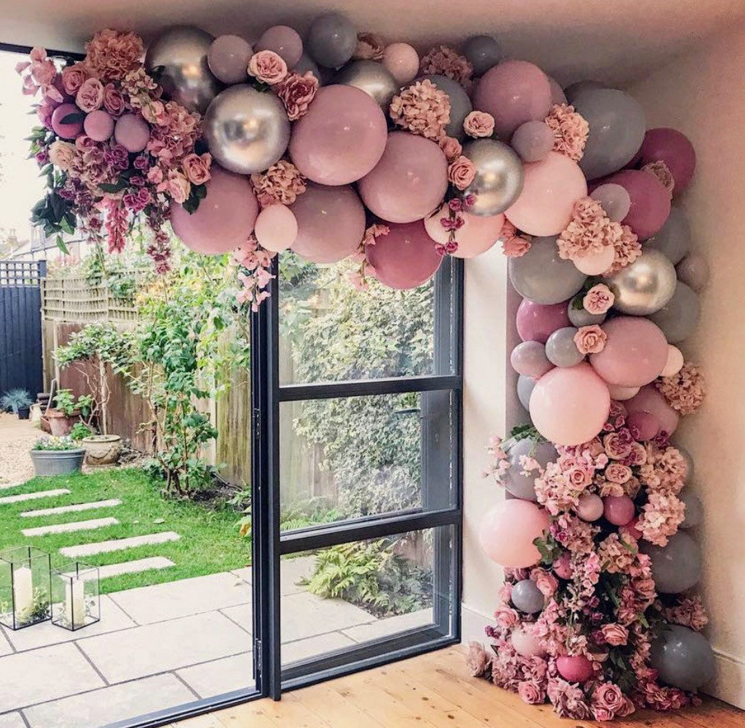 Baby Pink Balloon Arch Garland Kit DIY Wedding Decoration Anniversary  Engagement Decor Chrome Silver Balloon -  Israel