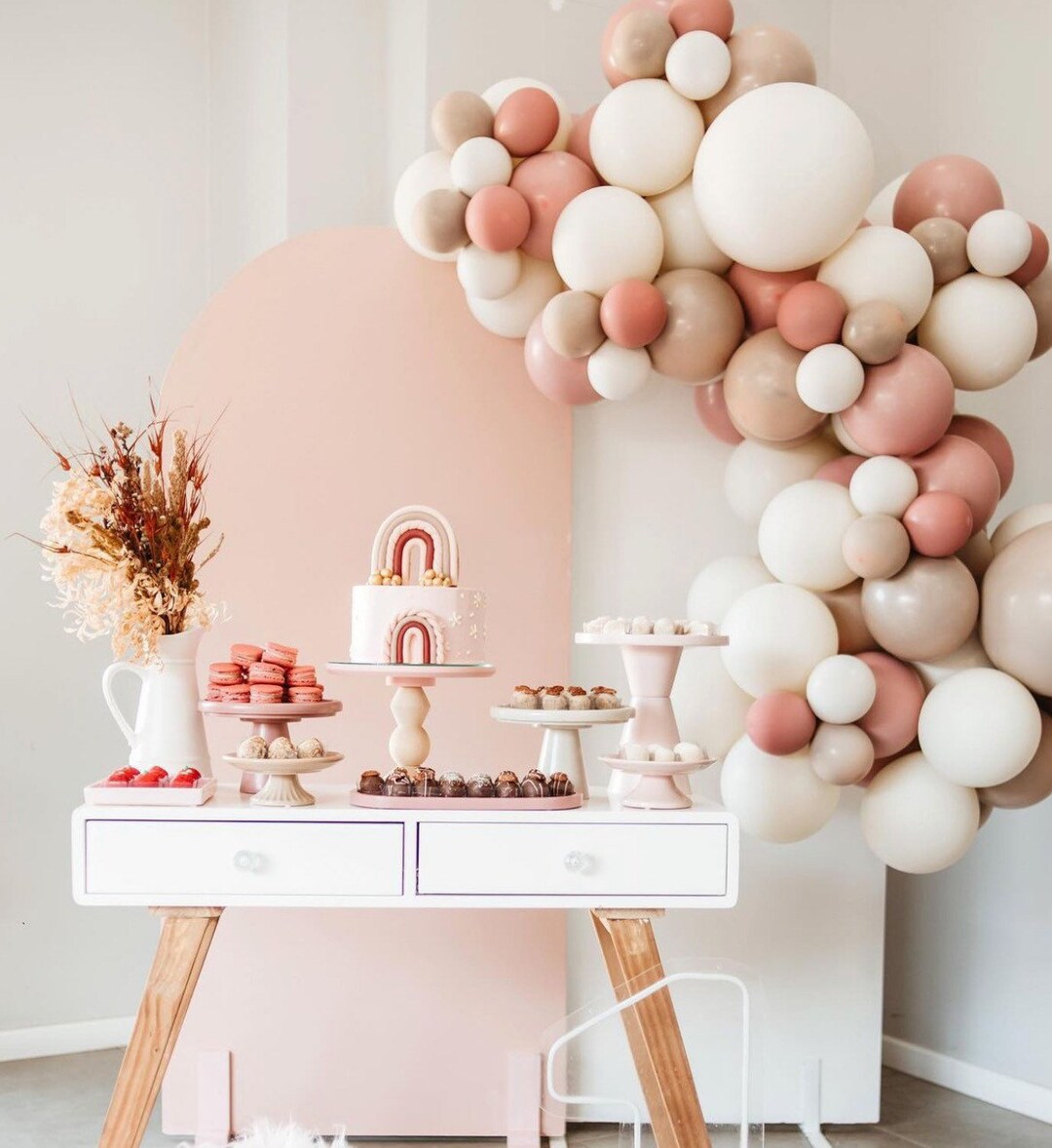 Double Stuffed ,boho Rainbow Balloons Arch Kit for Bridal Shower, Baby