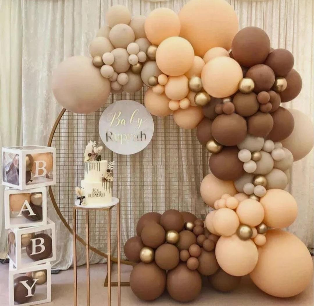 Brown Cream Balloon Arch Balloons Garland Birthday Baby Etsy Australia