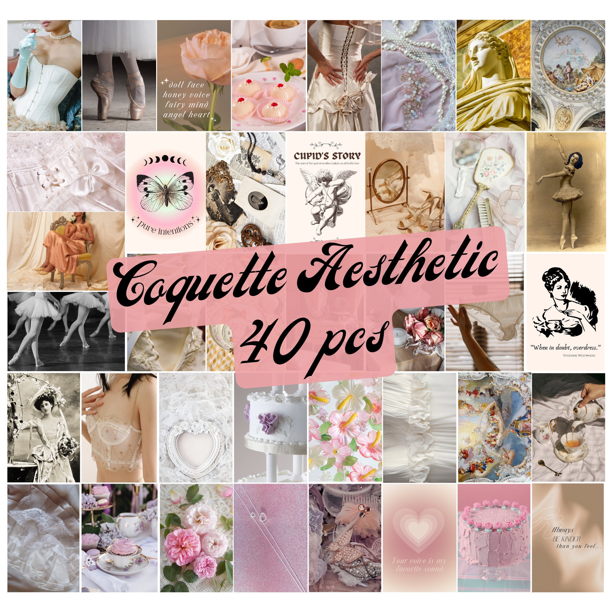 Coquette aesthetic poster set / coquette posters / Coquette aesthetic /  gloomy coquette / coquette / Pink posters / coquette decor