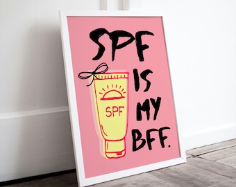 Pink Skincare Wall Art, SPF Print, Dermatologist Office / Esthetician Decor (Digital Download)