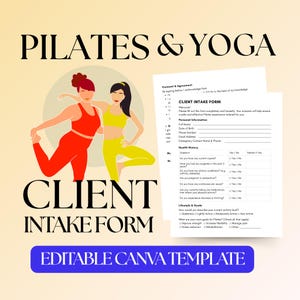 Pilates & Yoga Client Intake Form: Editable Canva Template (Digital Download)