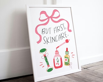 Skincare Wall Art: Esthetician Office Decor, Pink Preppy Derma Clinic / Cosmetic Print (Digital Download)