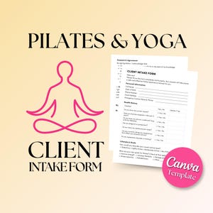 Pilates Client Intake Form: Pilates Waiver, Fitness Yoga Instructor Tools (Canva Template)