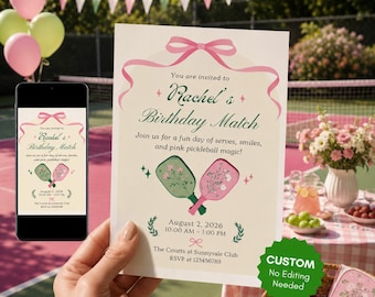 Pickleball uitnodiging | AANGEPAST | Pickleball thema verjaardags-, bruids- of babyshower uitnodiging