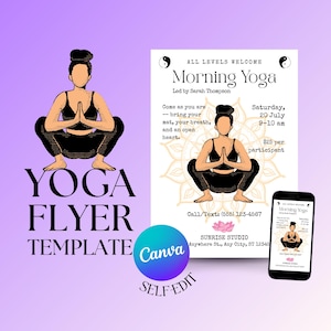 Flyer yoga-evenement, bewerkbare sjabloon, brochure yogales/workshop/yogaretreat/mindful evenement/yogastudio, yogamarketing | DIGITAAL