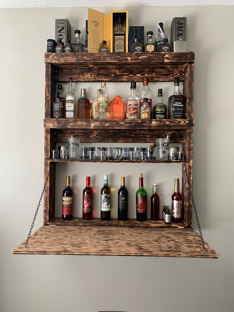 Liquor cabinet large liquor cabinet wall decor man cave | Etsy