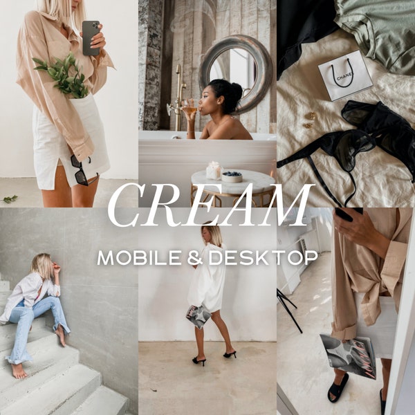 10 CREAM Lightroom Mobile & Desktop Presets, Beige Presets, Aesthetic Presets, Instagram Presets, VSCO Filter, Natural Presets, Luxury Insta