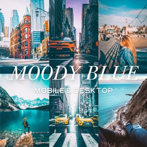 16 Moody Blue Lightroom Mobile and Desktop Presets, City Preset, Urban Presets, Blue Presets, Dark Blue Presets, Influencer Instagram Filter