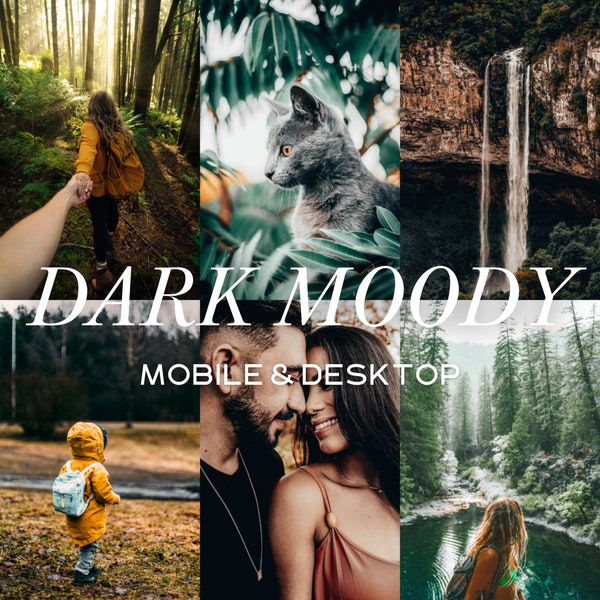 10 DARK MOODY Lightroom Mobile and Desktop Presets, Nature Presets, Moody Rich Presets, Travel Boho Preset, Deep Moody Tones, Forest Presets