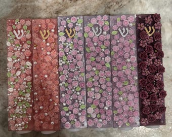 Beautiful Roses and Pearl Mezuza Case