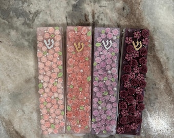 Beautiful Roses and Pearl Mezuza Case