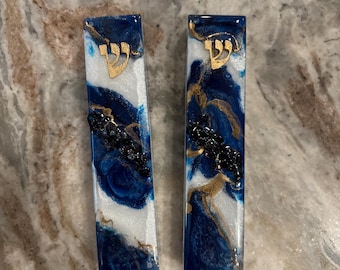 Blue and Gold Waterproof 4” Scroll Mezuza Cases
